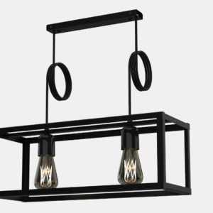 LAMPARA COLGANTE MODELO  CU - BO RECTANGULAR 2 LUCES -  NEGRO