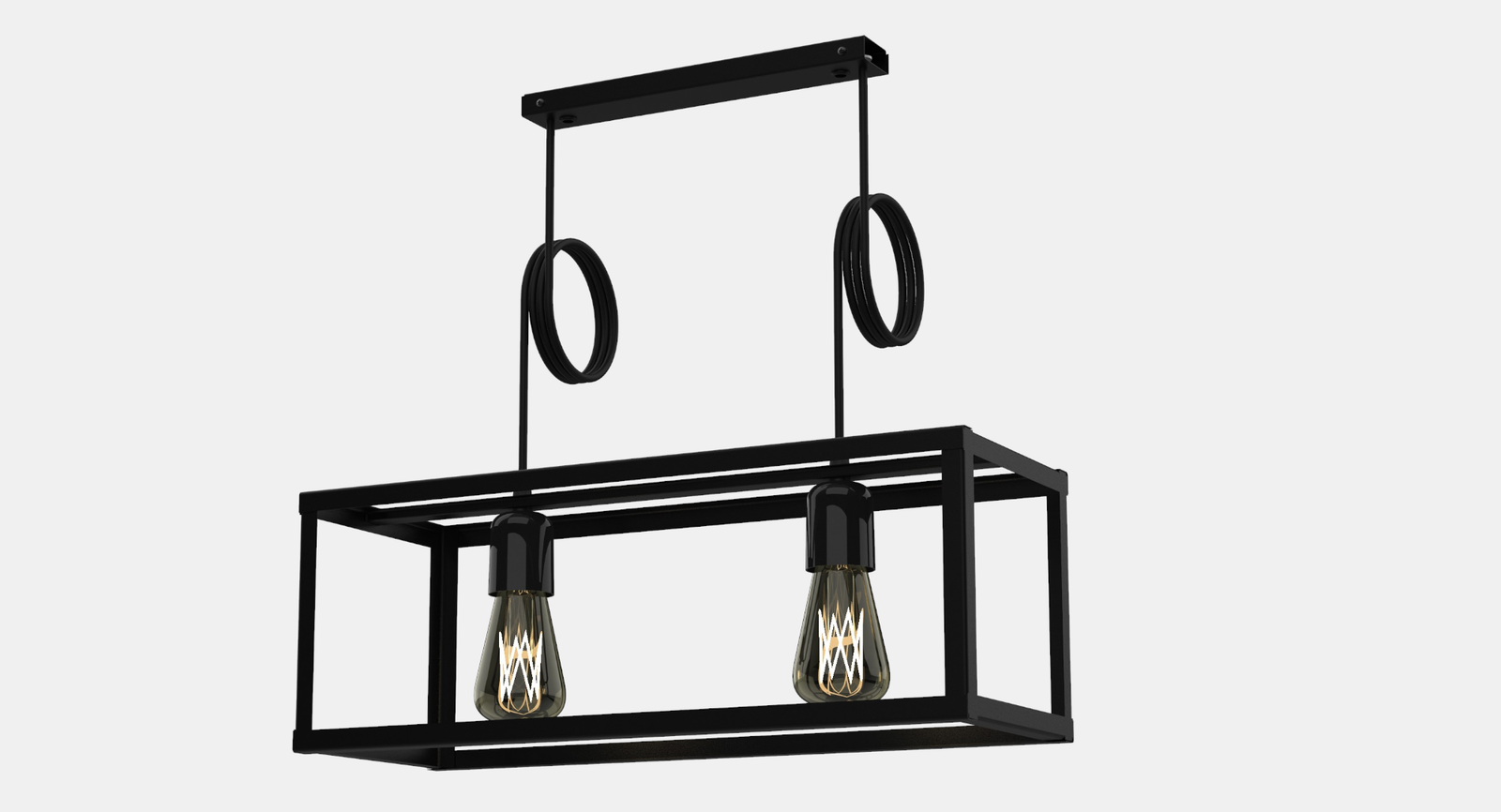 LAMPARA COLGANTE MODELO  CU - BO RECTANGULAR 2 LUCES -  NEGRO