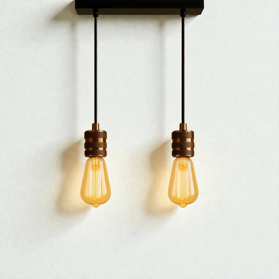 LAMPARA COLGANTE MODELO GALA DOBLE - ESTILO  - METAL BRONCE