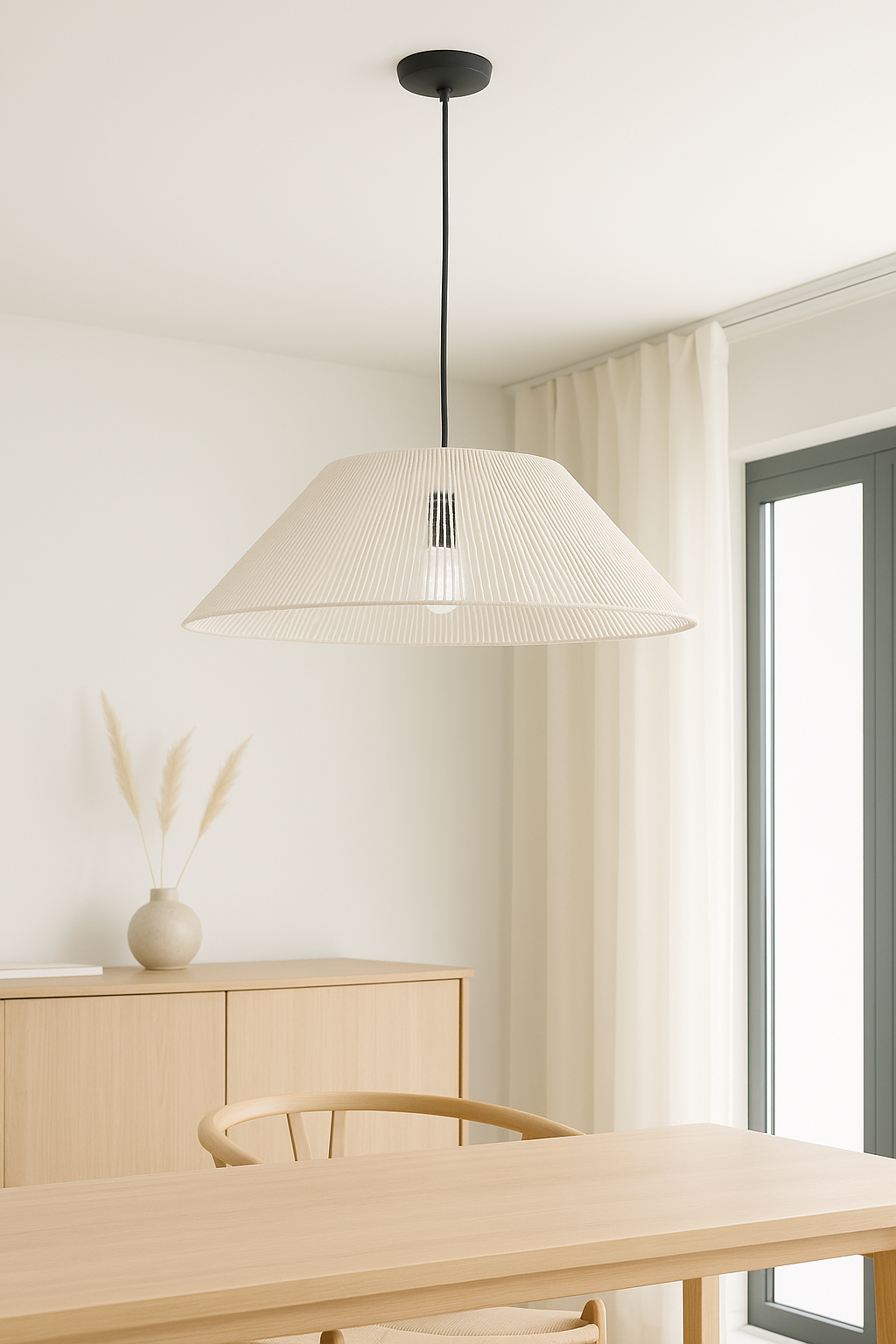 LAMPARA COLGANTE MODELO VECTOR -  DIAMETRO 50 CM - HILO PROPILENO BLANCO