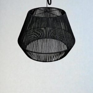 LAMPARA COLGANTE MODELO PRISMA - JAULA 40CM X 45CM ALTO - HILO PROPILENO NEGRO