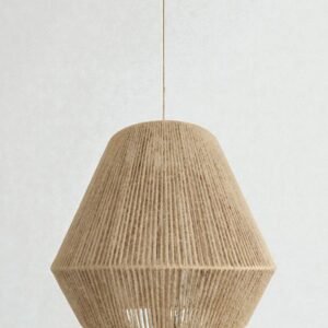 LAMPARA COLGANTE MODELO PRISMA - JAULA 40CM X 32CM ALTO - HILO YUTE NATURAL