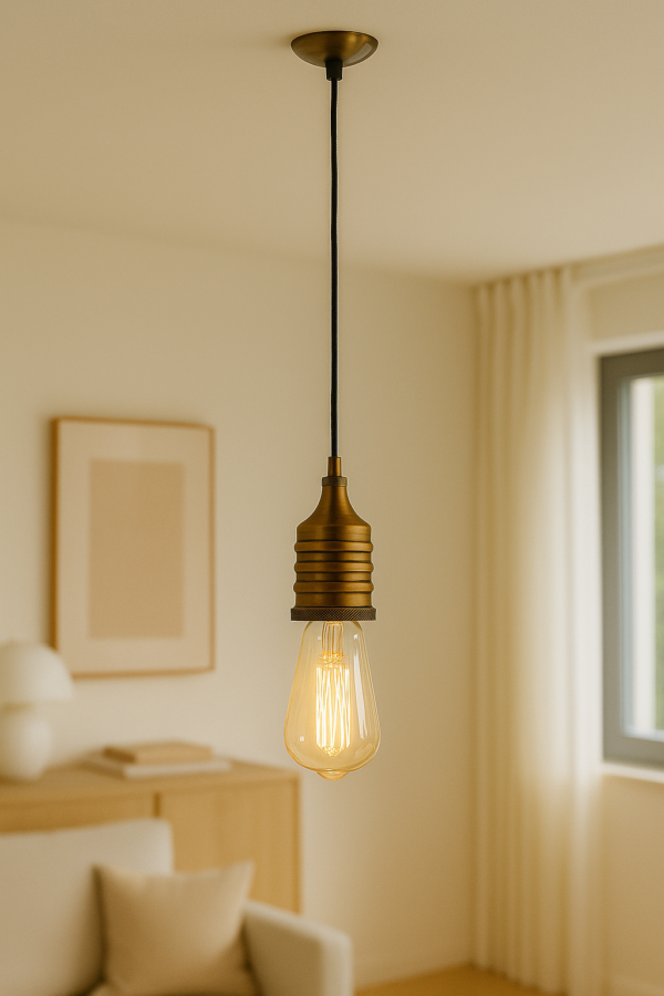 LAMPARA COLGANTE MODELO DIXON SIMPLE - ESTILO  - METAL BRONCE