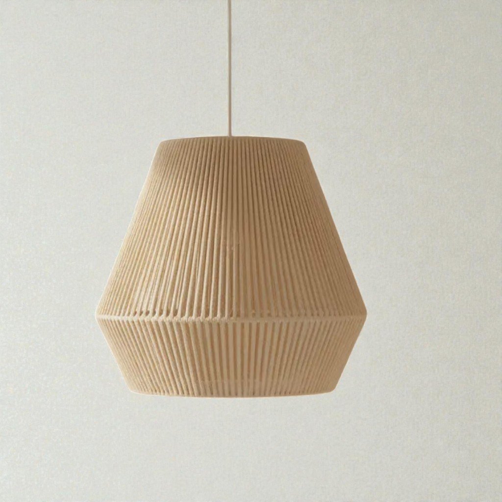 LAMPARA COLGANTE MODELO PRISMA - JAULA 40CM X 32CM ALTO - HILO PROPILENO BEIGE